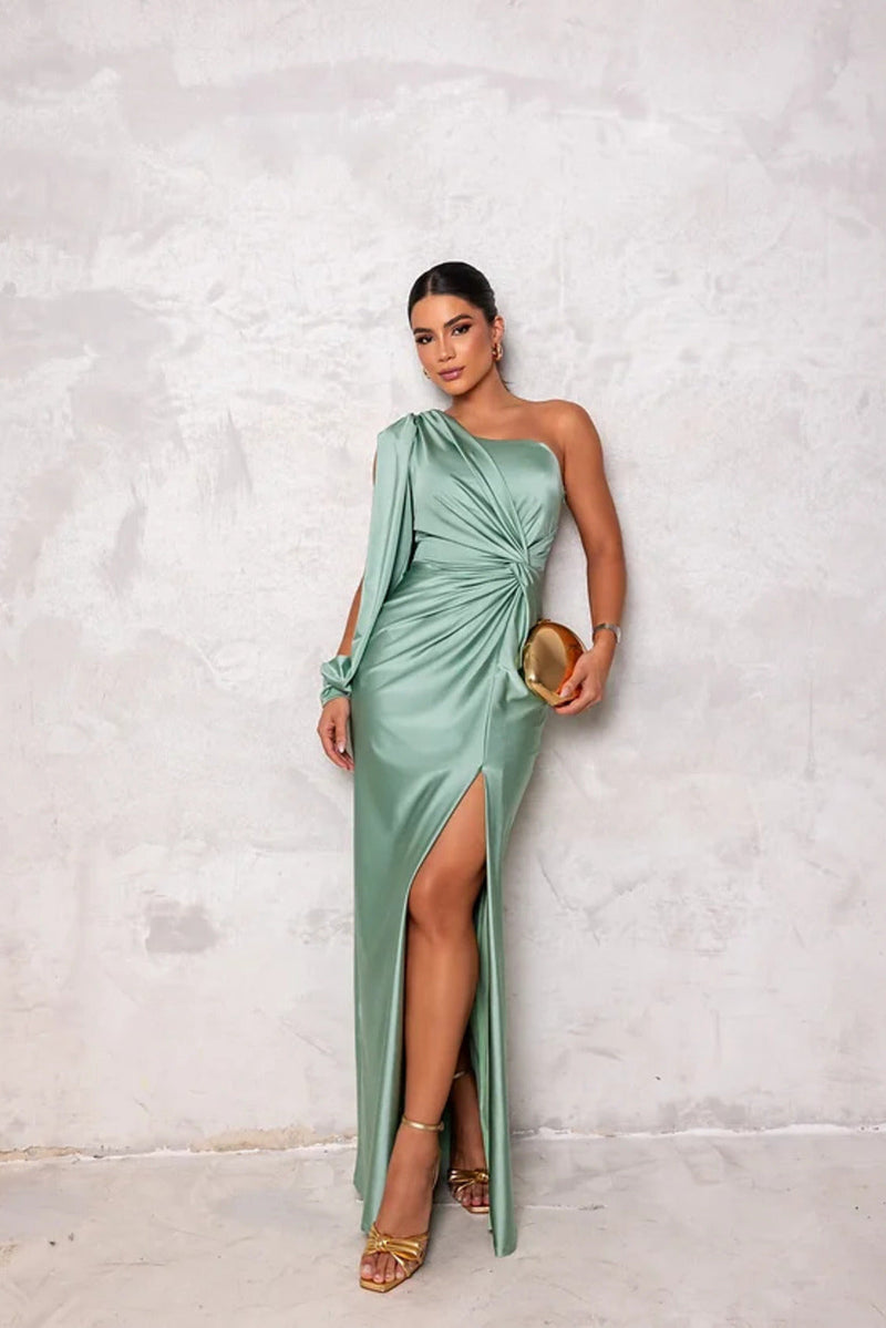 Damen Abendkleid Mit Einem Schulterträger | Seitenschlitz