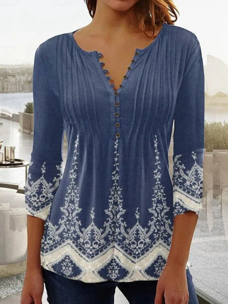 Blumenbluse Mit V-ausschnitt Für Frauen | Elegant