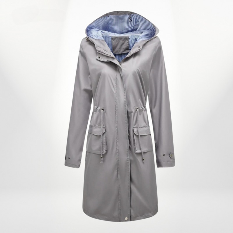 Regenjacke Mit Kapuze Für Damen | Gestreiftes Futter