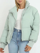 Damen Kurze Pufferjacke Mit Reißverschluss | Reißverschluss