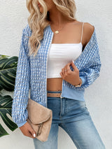 Blau Karierte Damenjacke Für Damen | Reißverschluss