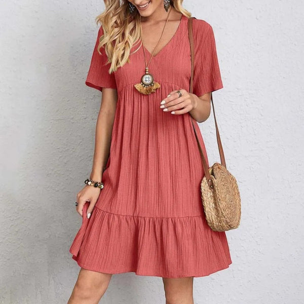 Amara | Atmungsaktives V-ausschnitt Sommerkleid Für Frauen | Mini