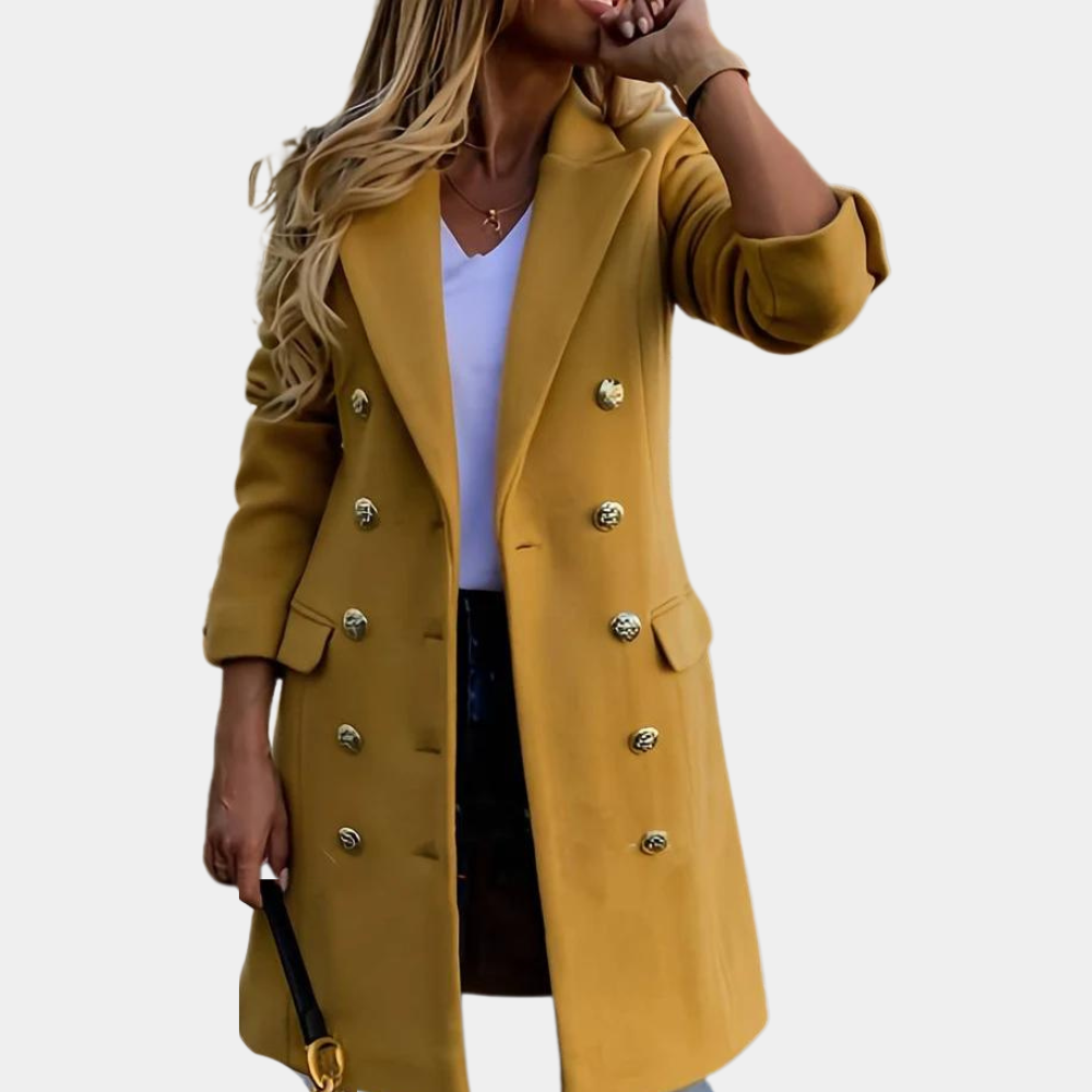 Klassischer Zweireihiger Trenchcoat Für Damen | Knopfdetails