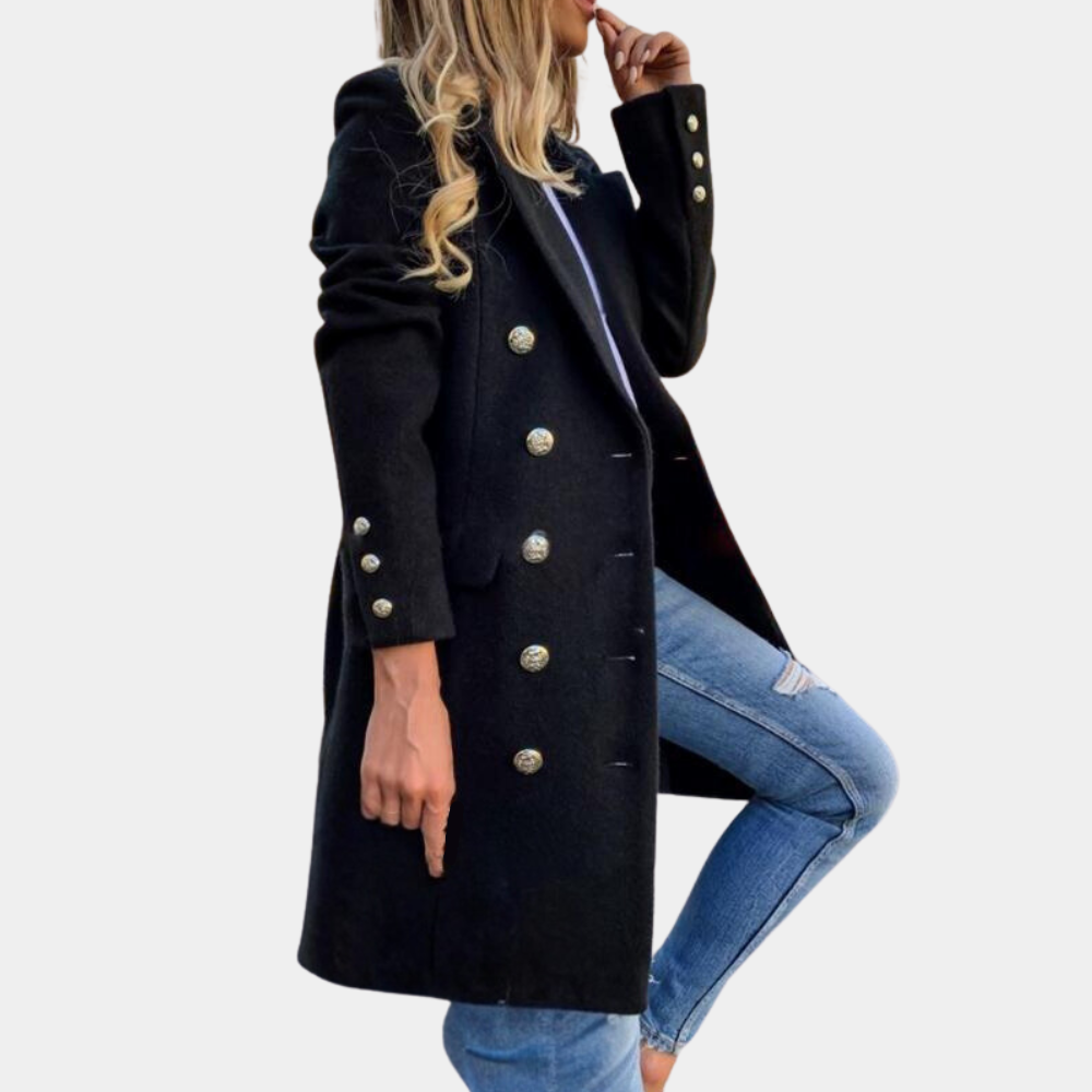 Klassischer Zweireihiger Trenchcoat Für Damen | Knopfdetails