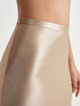 Damen Satinrock mit Hoher Taille | Midi
