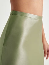 Damen Satinrock mit Hoher Taille | Midi