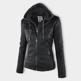 Leder-Bikerjacke Mit Kapuze Für Damen | Winter