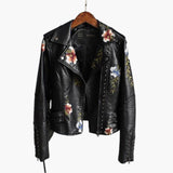 Bestickte Bikerjacke Mit Blumenmuster Für Damen | Kurz