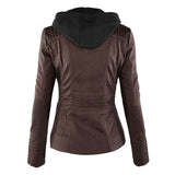 Leder-Bikerjacke Mit Kapuze Für Damen | Winter