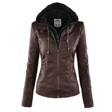 Leder-Bikerjacke Mit Kapuze Für Damen | Winter