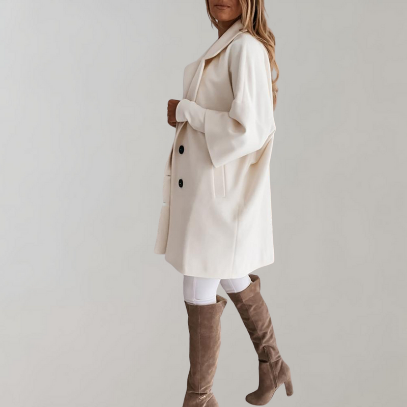 Schlichter Wintermantel Mit Breitem Revers Für Damen | Zweireihig