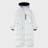 Damen Lange Pufferjacke Mit Kapuze | Reißverschluss