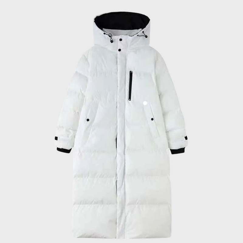 Damen Lange Pufferjacke Mit Kapuze | Reißverschluss
