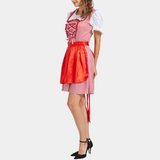 Traditionelles Rotes Bayerisches Oktoberfest-Dirndlkleid Für Damen | Kurz
