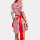 Traditionelles Rotes Bayerisches Oktoberfest-Dirndlkleid Für Damen | Kurz