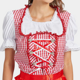 Traditionelles Rotes Bayerisches Oktoberfest-Dirndlkleid Für Damen | Kurz