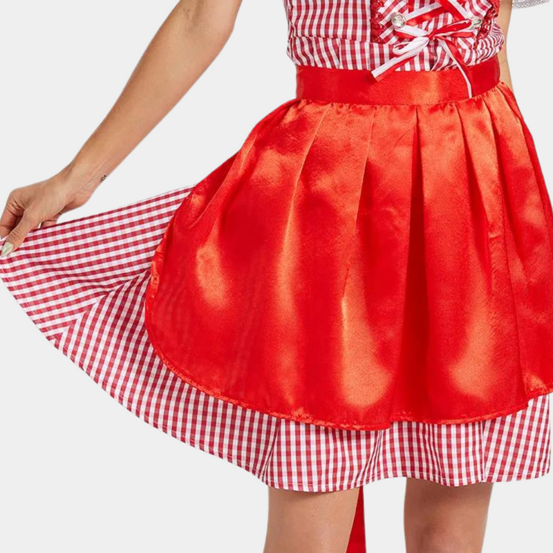 Traditionelles Rotes Bayerisches Oktoberfest-Dirndlkleid Für Damen | Kurz