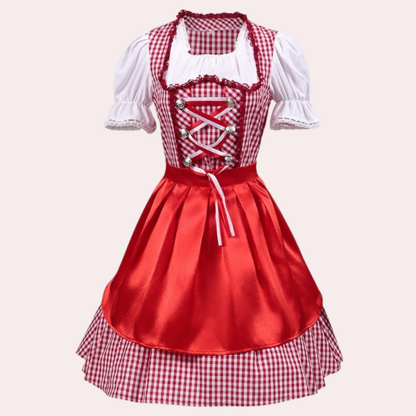 Traditionelles Rotes Bayerisches Oktoberfest-Dirndlkleid Für Damen | Kurz