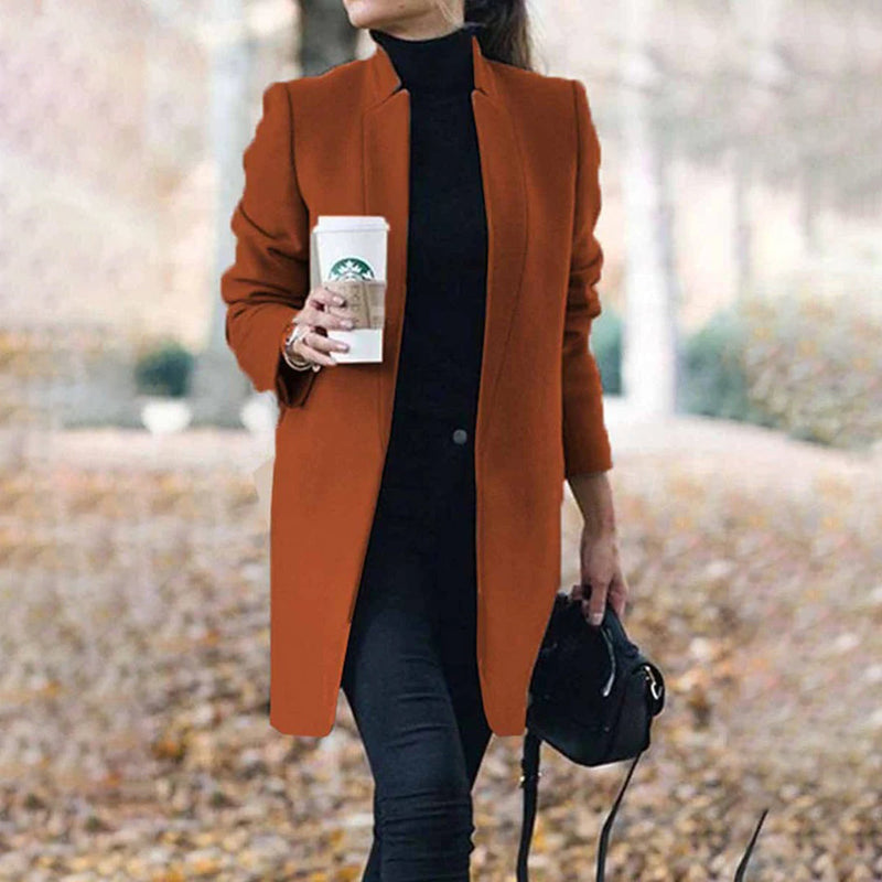 Modischer Trenchcoat Mit Geradem Schnitt Für Damen | Offene Vorderseite
