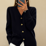 Stylische Damen Strickjacke Mit V-Ausschnitt | Knopfverschluss