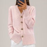 Stylische Damen Strickjacke Mit V-Ausschnitt | Knopfverschluss