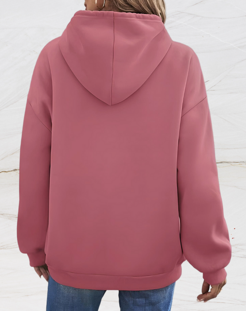 Zelyndra - Damen Herz Print Pullover mit Kapuze