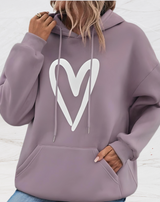 Zelyndra - Damen Herz Print Pullover mit Kapuze