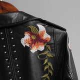 Bestickte Bikerjacke Mit Blumenmuster Für Damen | Kurz