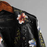 Bestickte Bikerjacke Mit Blumenmuster Für Damen | Kurz