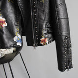 Bestickte Bikerjacke Mit Blumenmuster Für Damen | Kurz