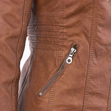 Leder-Bikerjacke Mit Kapuze Für Damen | Winter