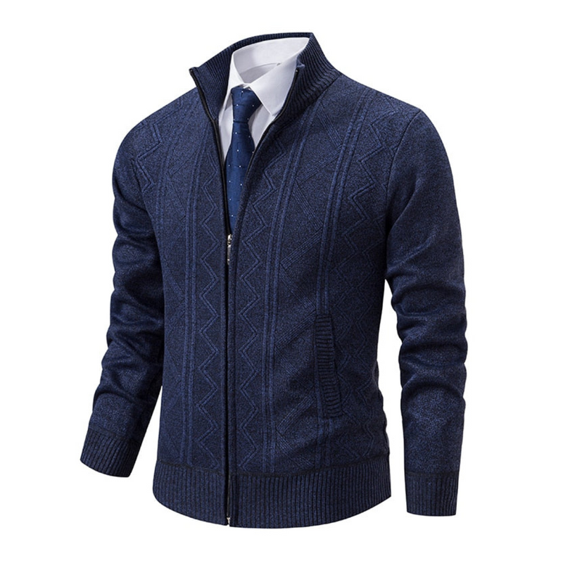 Gestreifte Strickjacke Mit Stehkragen | Lange Ärmel