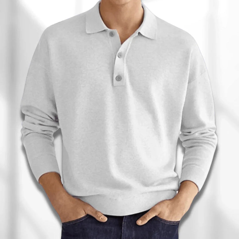 Lässiges Strick-Poloshirt Für Herren | Langarm