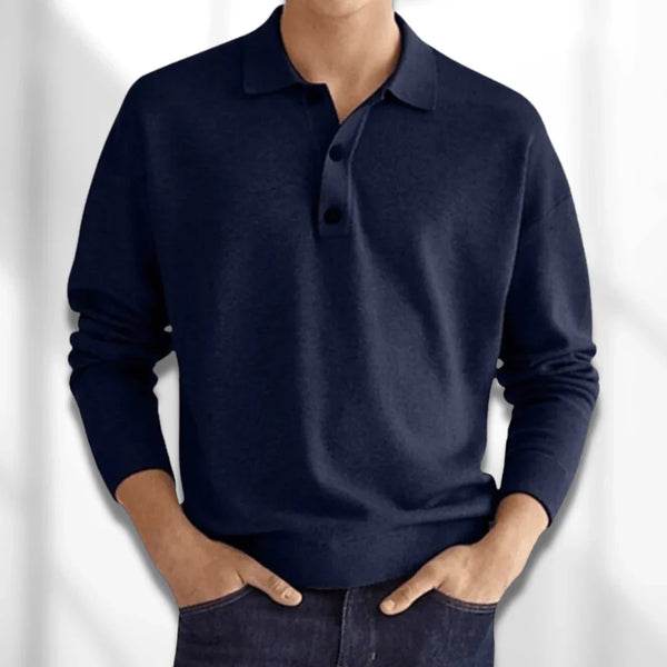 Lässiges Strick-Poloshirt Für Herren | Langarm