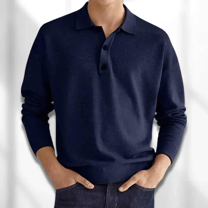 Lässiges Strick-Poloshirt Für Herren | Langarm