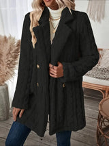 Klassischer Langer Strickmantel Mit Revers Für Damen | Winter