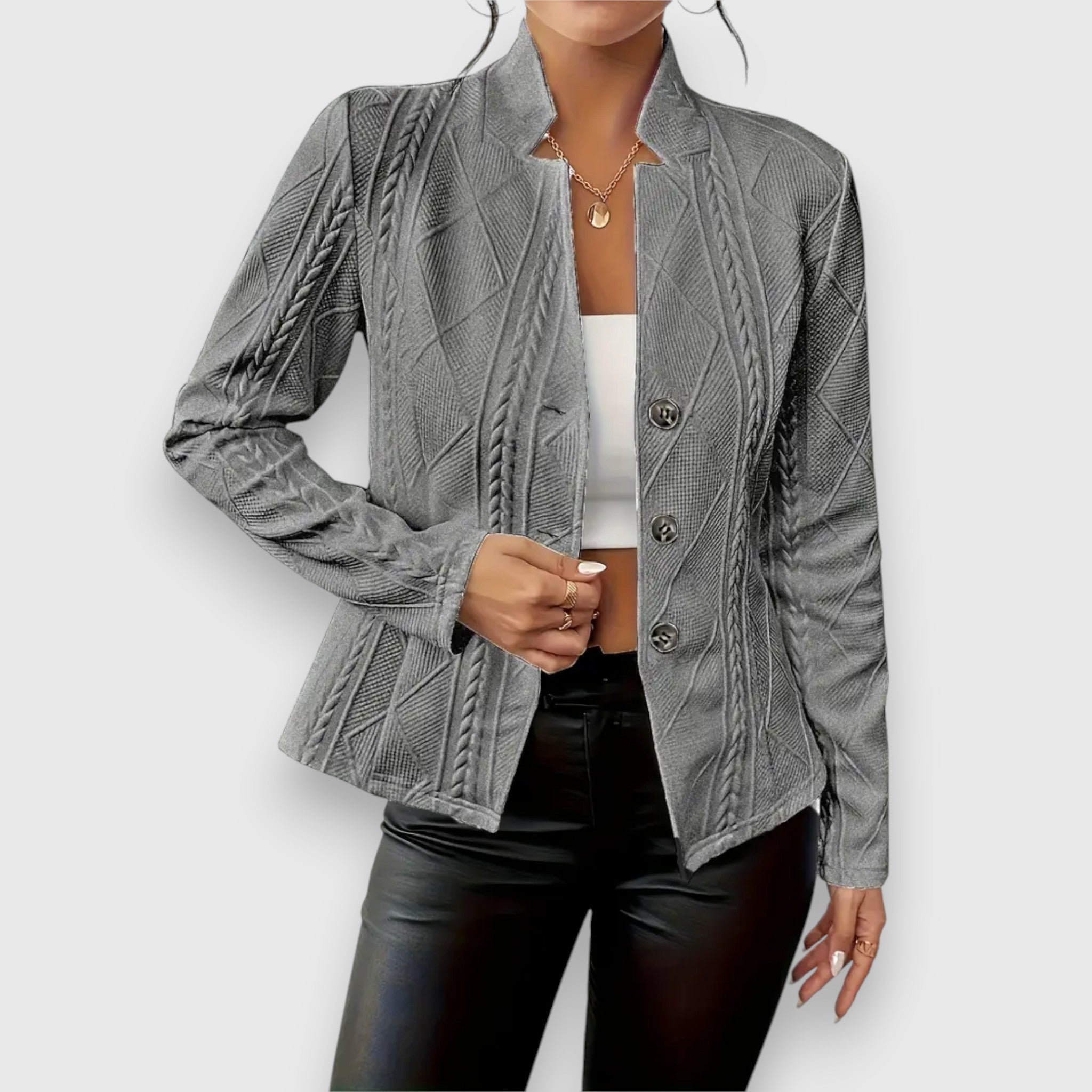 Langärmliger Strickblazer Für Damen | Button-Down