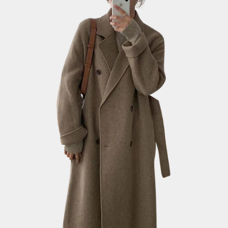 Klassischer Langer Wintermantel Für Damen | Taillengürtel