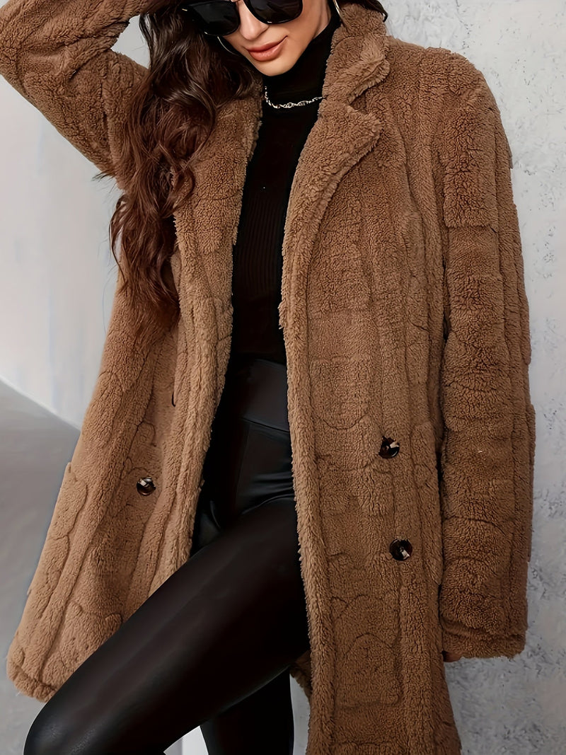 Klassischer Langer Strickmantel Mit Revers Für Damen | Winter