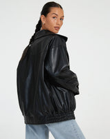 Übergroße Lederjacke Mit Langen Ärmeln Für Damen | Herbst