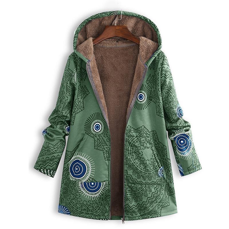 Gemusterte Damenjacke Mit Kapuze | Winter