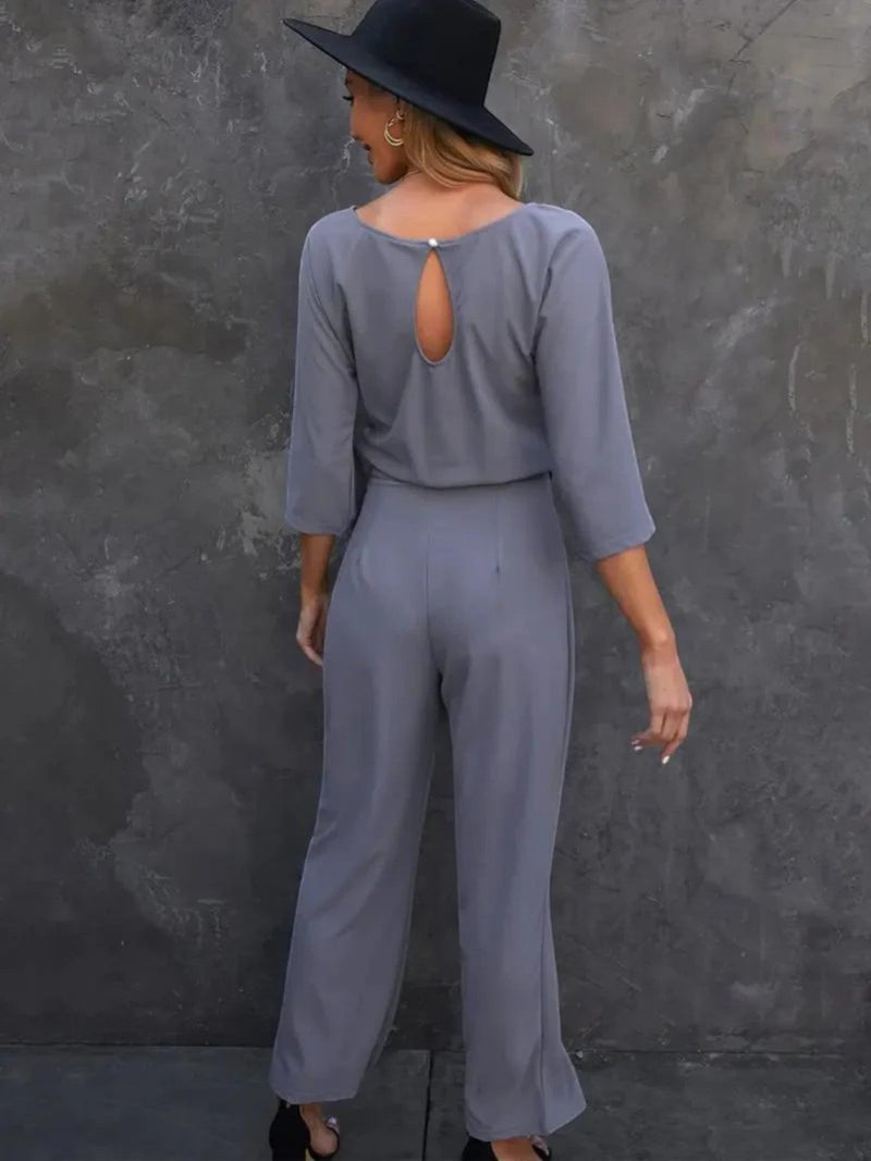 Eleganter Jumpsuit Mit Weitem Bein Für Frauen | Langarm