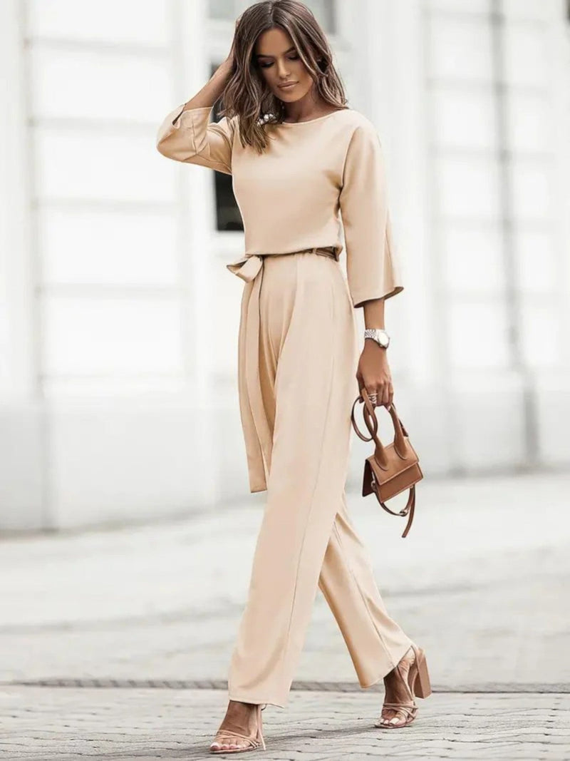 Eleganter Jumpsuit Mit Weitem Bein Für Frauen | Langarm