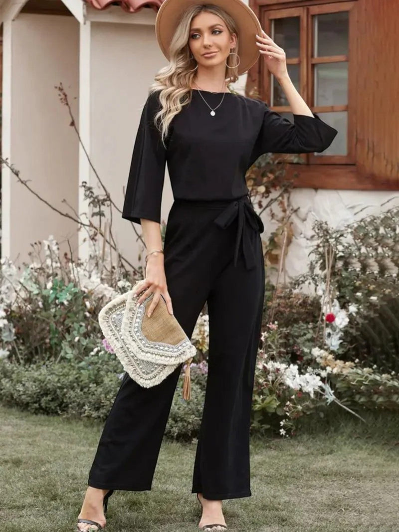 Eleganter Jumpsuit Mit Weitem Bein Für Frauen | Langarm