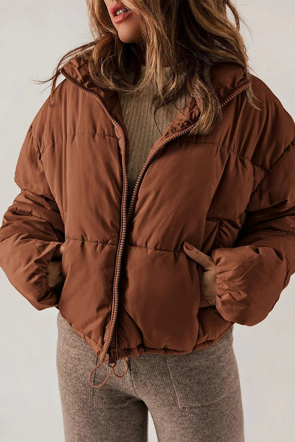Damen Daunenjacke Mit Kapuze Und Tasche | Kurz