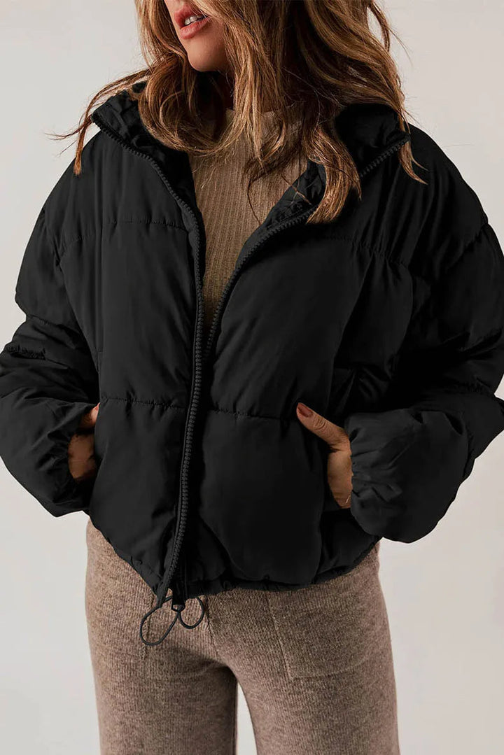 Damen Daunenjacke Mit Kapuze Und Tasche | Kurz