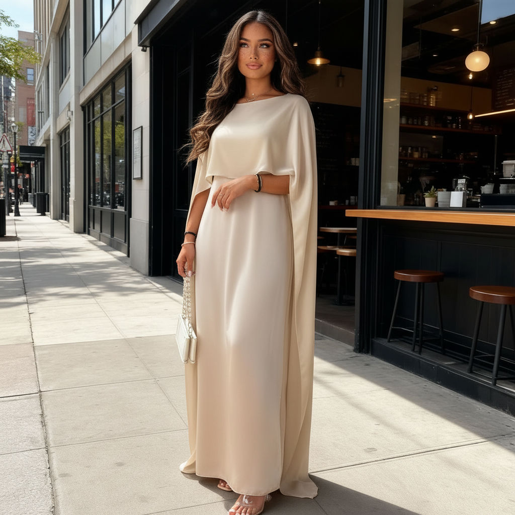 Kleid Hochzeitsgast Damen | Langes Festkleid Mit Fließender Silhouette