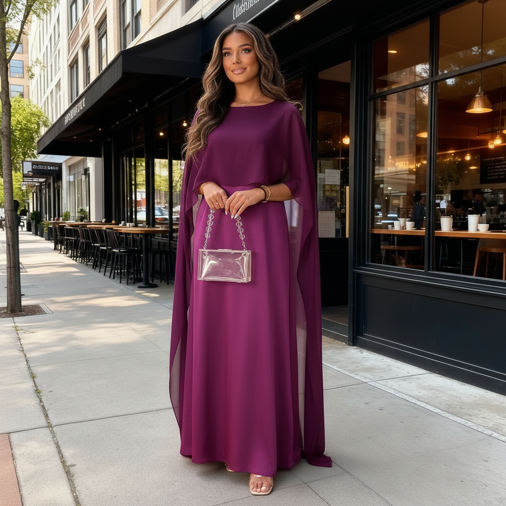 Kleid Hochzeitsgast Damen | Langes Festkleid Mit Fließender Silhouette