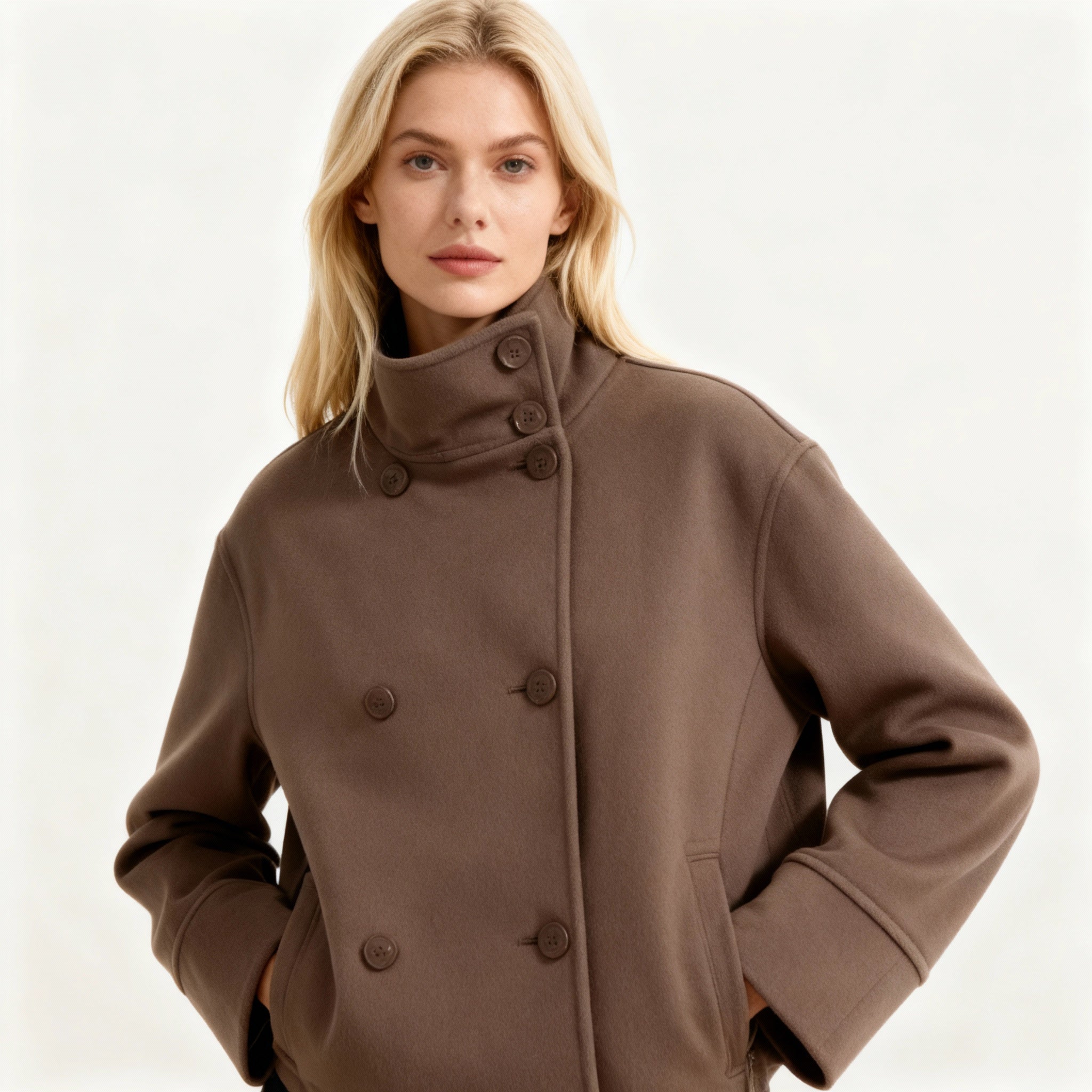 Damen Übergangsjacke | Doppelreihiger Schnitt Mit Stehkragen