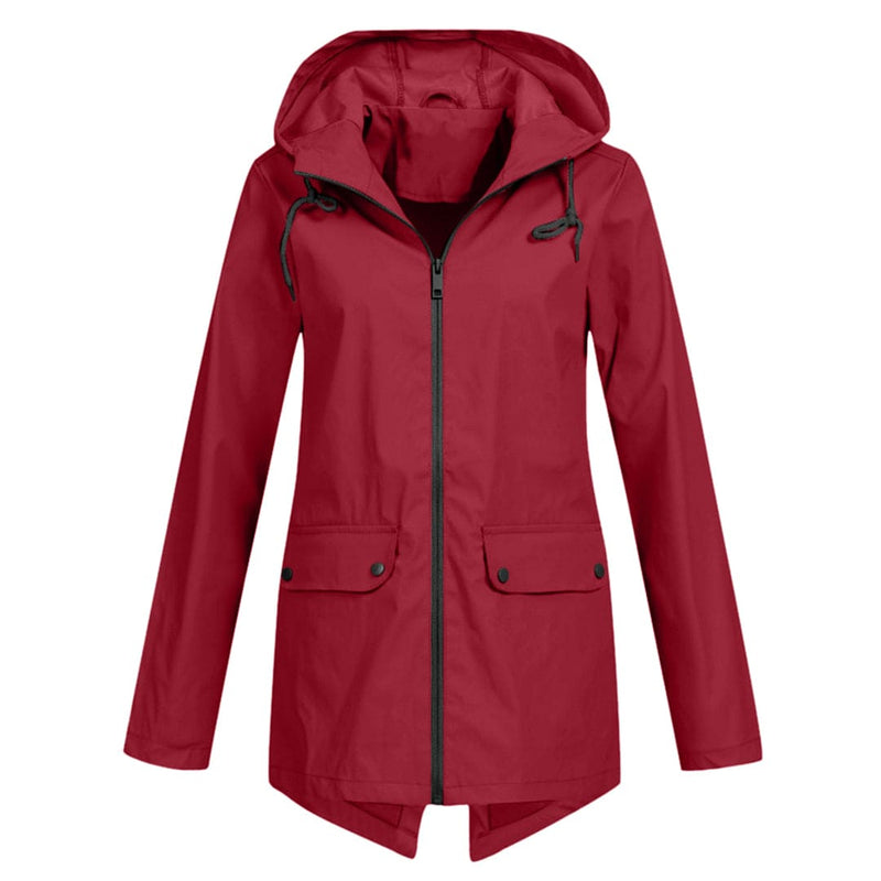 Regenjacke Mit Durchgehendem Reissverschluss Für Frauen | Mittellang